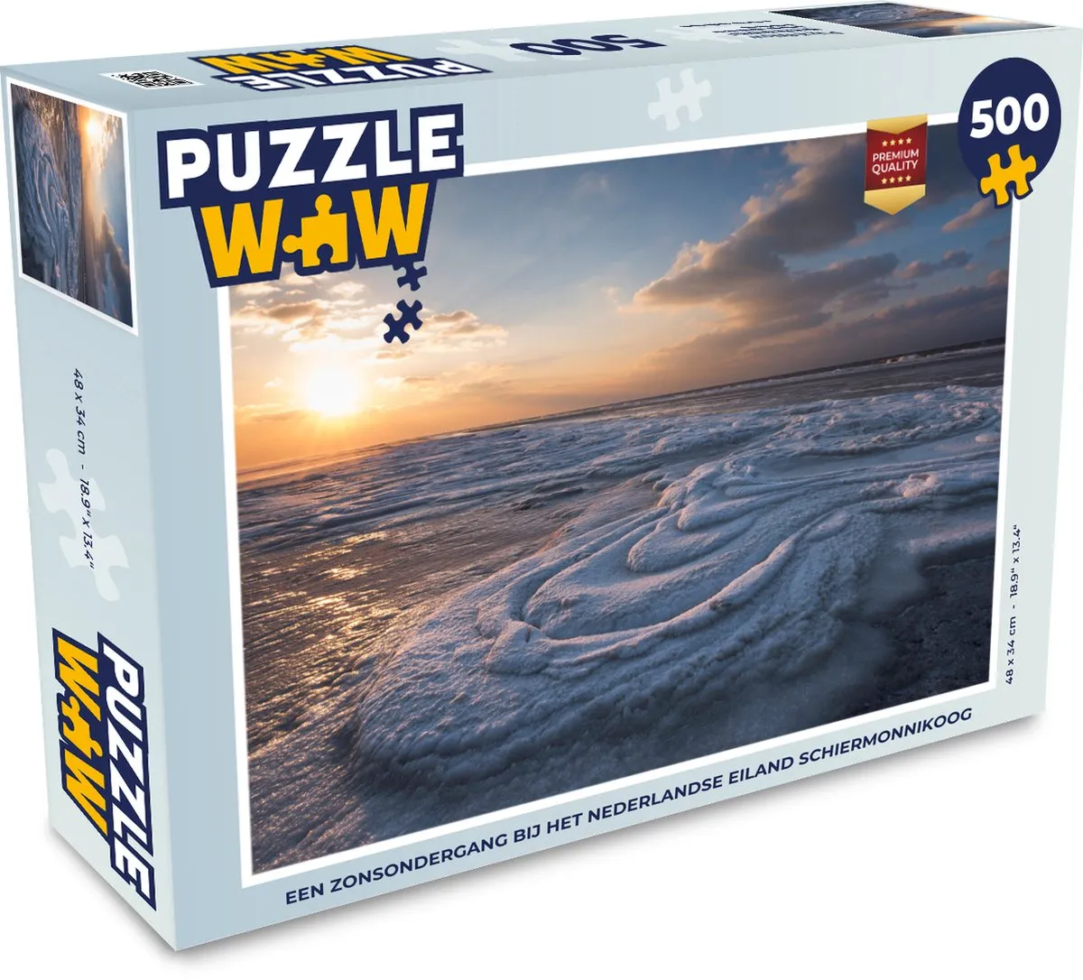 PuzzleWow Schiermonnikoog Zonsondergang Legpuzzel 500 Stuks - Multicolor