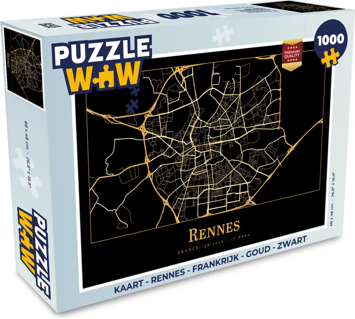 PuzzleWow Rennes Frankrijk Legpuzzel 1000 Stuks - Multicolor