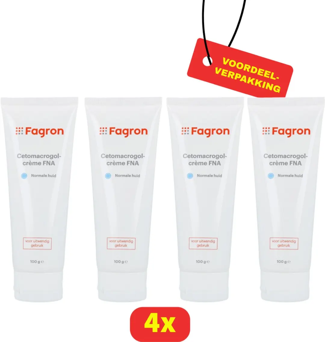 Fagron, Cetomacrogolcrème FNA, 4x100 ml voordeelverpakking!