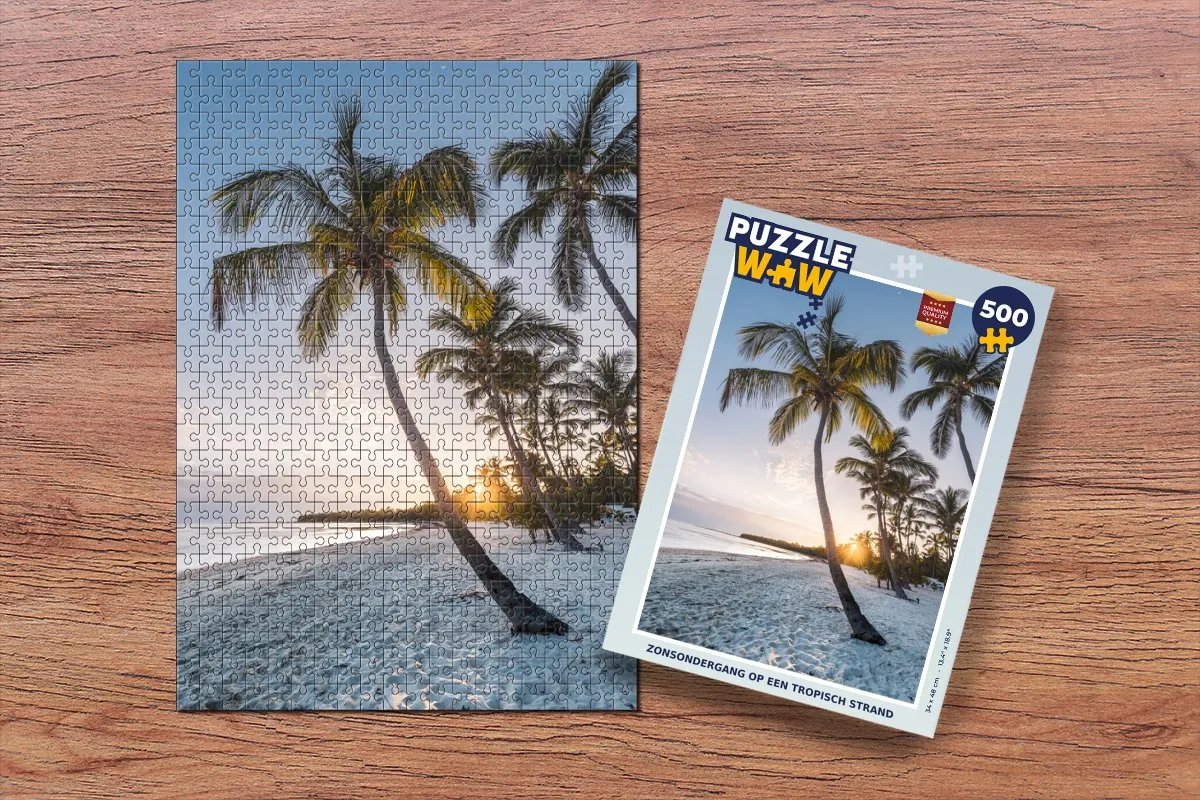 PuzzleWow Strand Zonsondergang Legpuzzel 500 Stuks - Multicolor