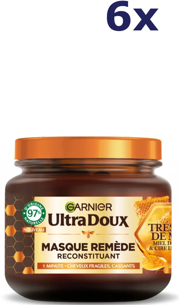 6x Garnier UltraDoux Honing herstellend haarmasker 340ML