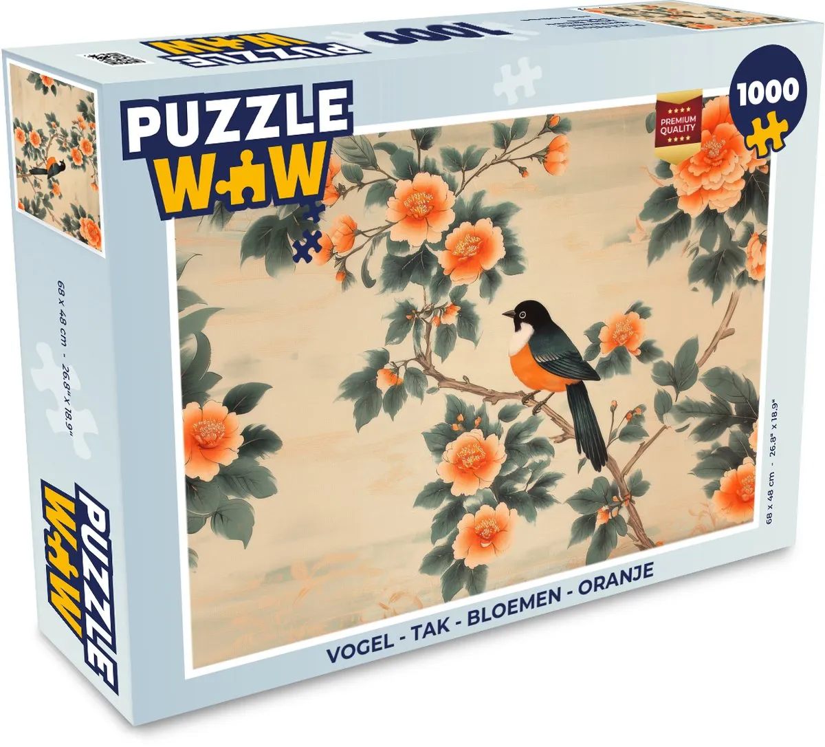 PuzzleWow Vogel Tak Bloemen Legpuzzel 1000 Stuks