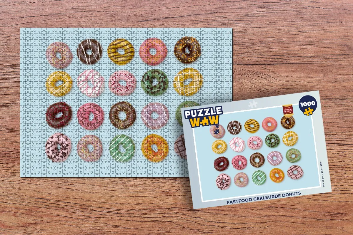 PuzzleWow Fastfood Donuts Legpuzzel 1000 Stuks - Multicolor