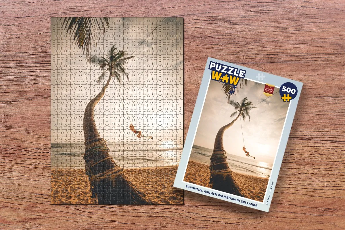 PuzzleWow Strand Schommel Palmboom Legpuzzel 500 Stuks - Multicolor