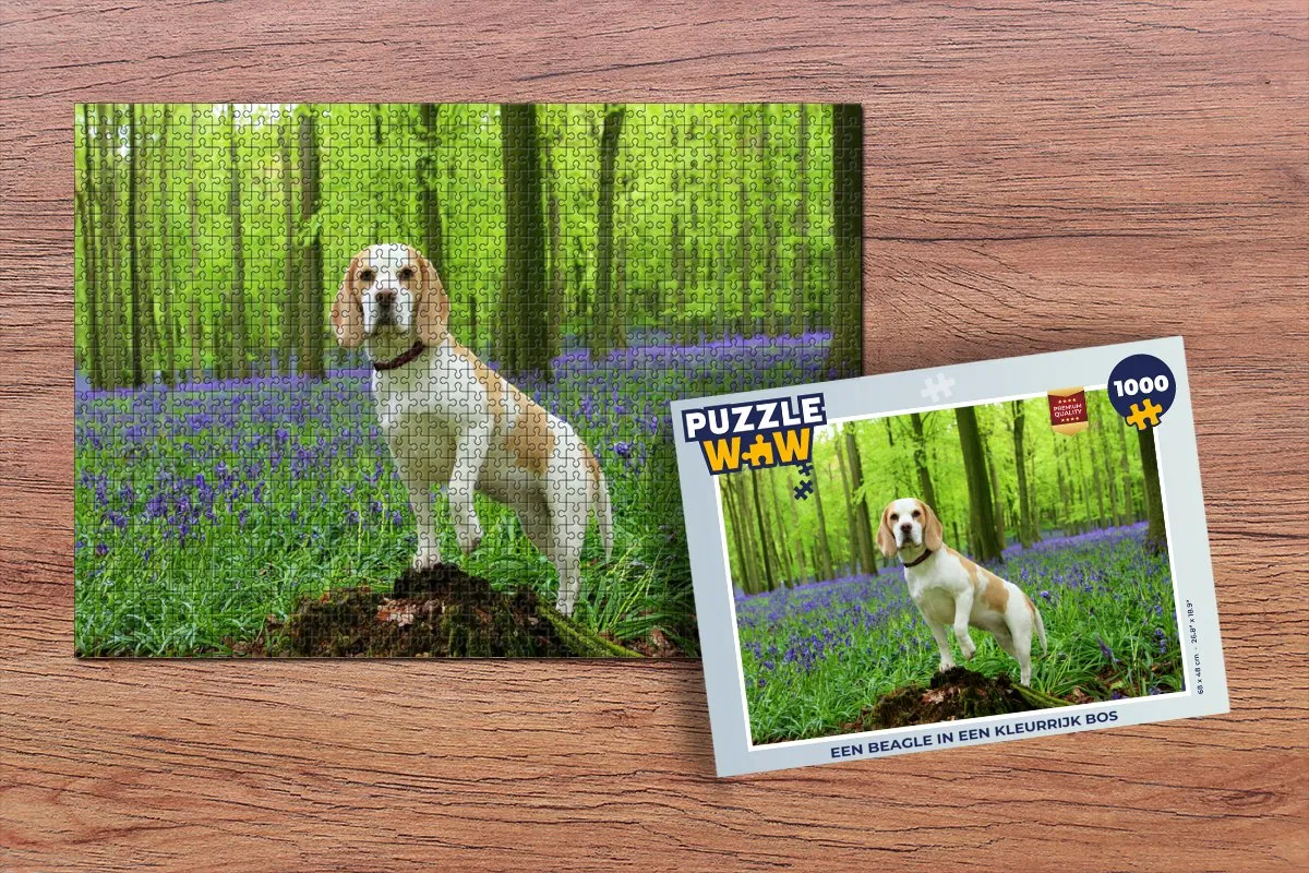 PuzzleWow Beagle in kleurrijk bos Legpuzzel 1000 Stuks