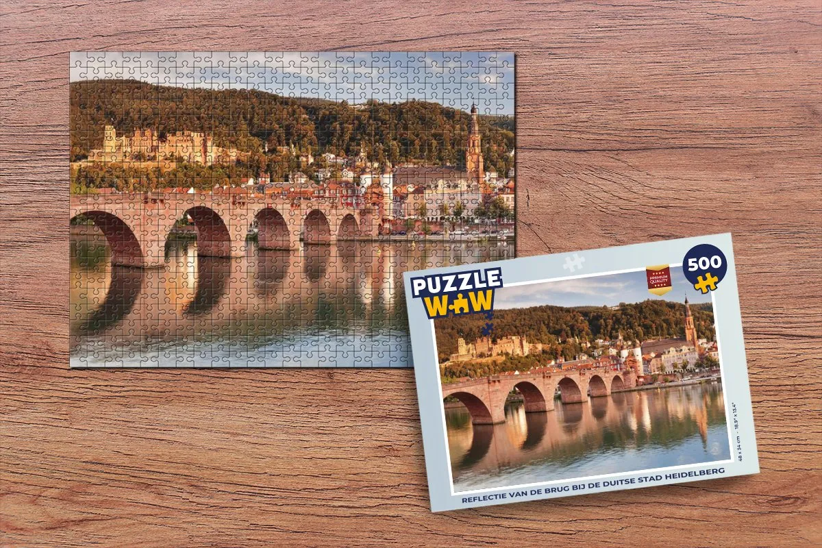 PuzzleWow Heidelberg Brug Water Legpuzzel 500 Stuks - Multicolor