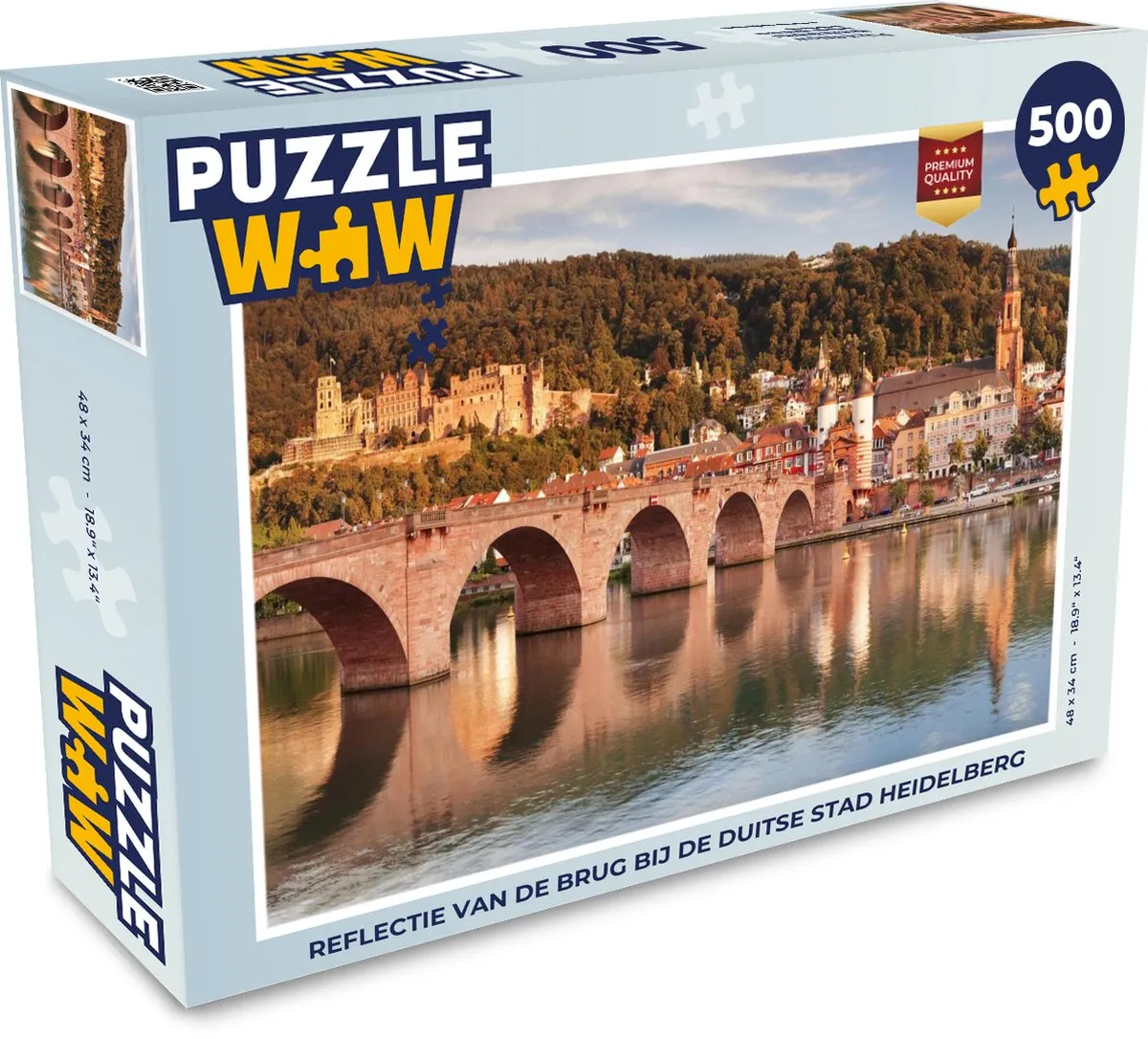 PuzzleWow Heidelberg Brug Water Legpuzzel 500 Stuks - Multicolor