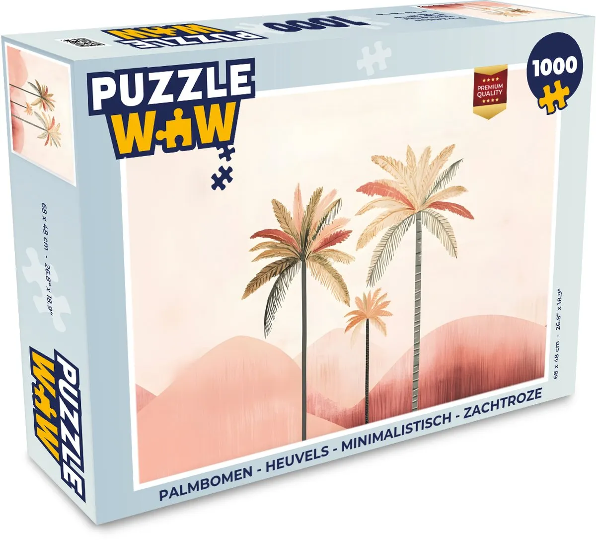 PuzzleWow Minimalistische Palmbomen Legpuzzel 1000 Stuks - Zachtroze