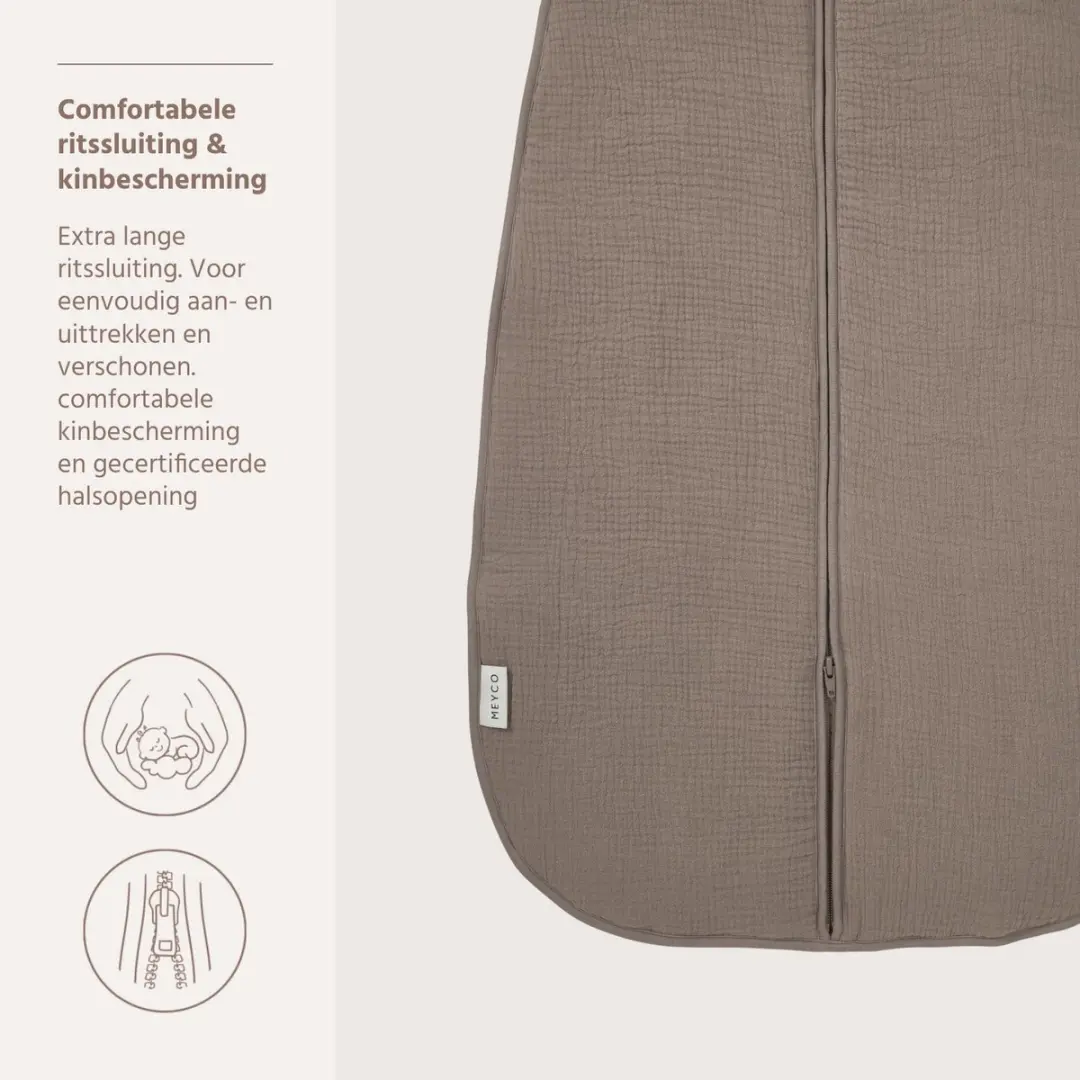 Meyco Baby Uni Baby Slaapzak 90cm Dark Taupe 2.0 TOG - afbeelding 4 van 6