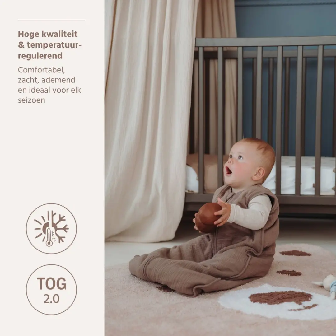 Meyco Baby Uni Baby Slaapzak 110cm Dark Taupe 2.0 TOG - afbeelding 5 van 6