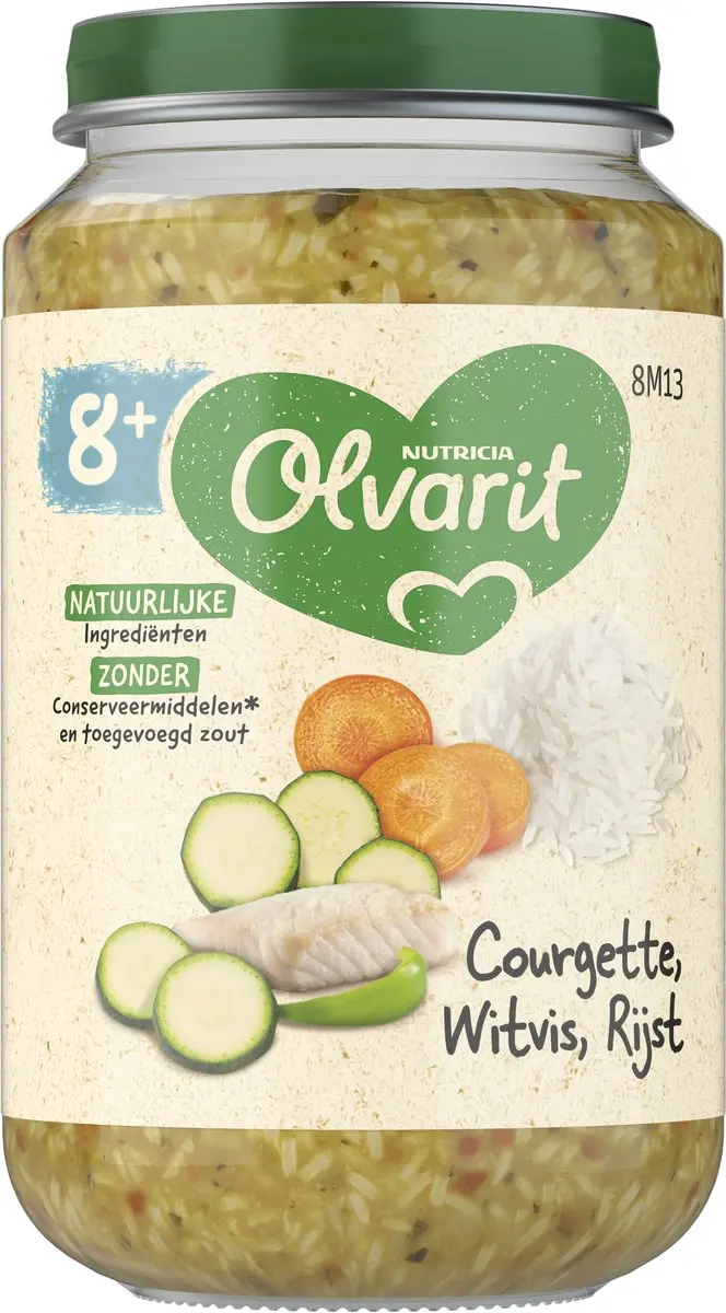 Olvarit Courgette-Witvis-Rijst 200g