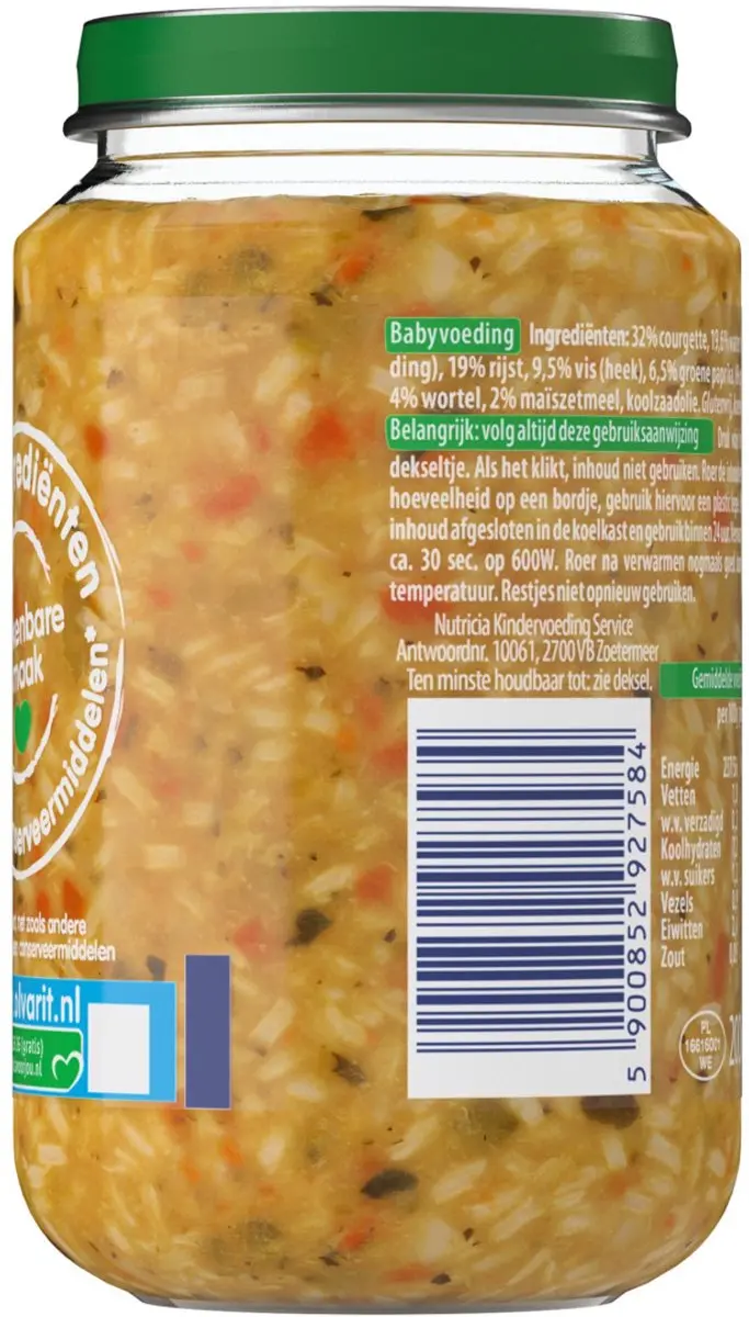 Olvarit Courgette-Witvis-Rijst 200g - 8 maanden - afbeelding 2 van 6