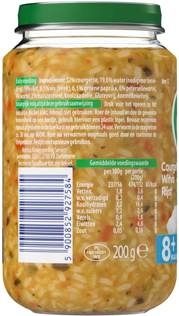 Olvarit Courgette-Witvis-Rijst 200g - 8 maanden - afbeelding 3 van 6