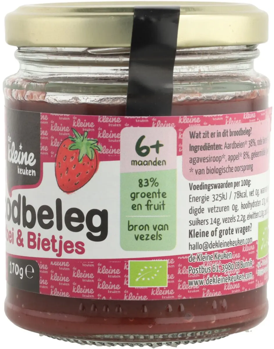 De Kleine Keuken Bio Aardbei & Biet Spread 170g