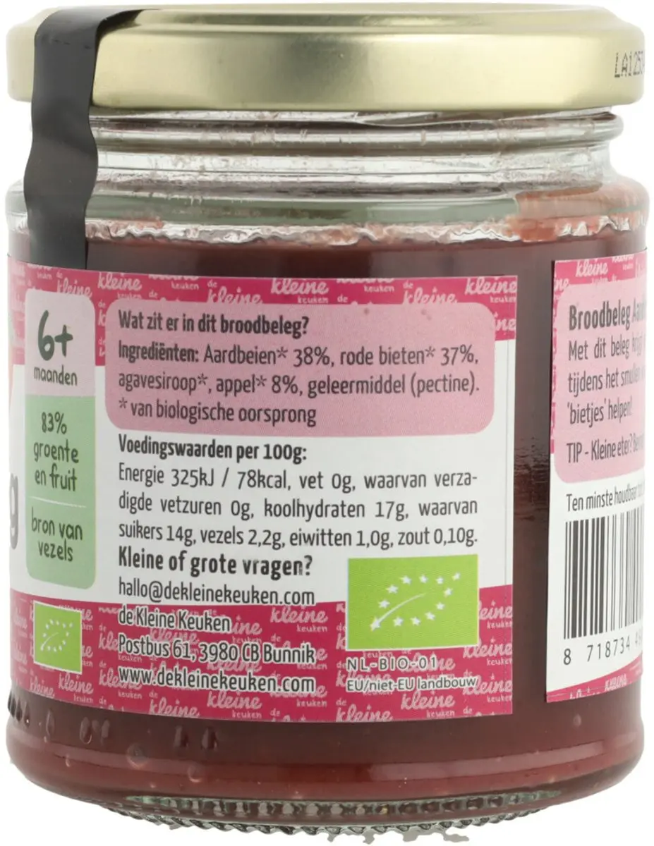 De Kleine Keuken Bio Aardbei & Biet Spread 170g