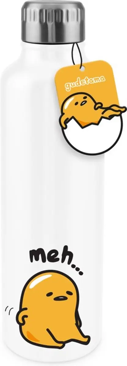 Paladone Gudetama Metal Waterfles 0,5L - Zilver/Geel