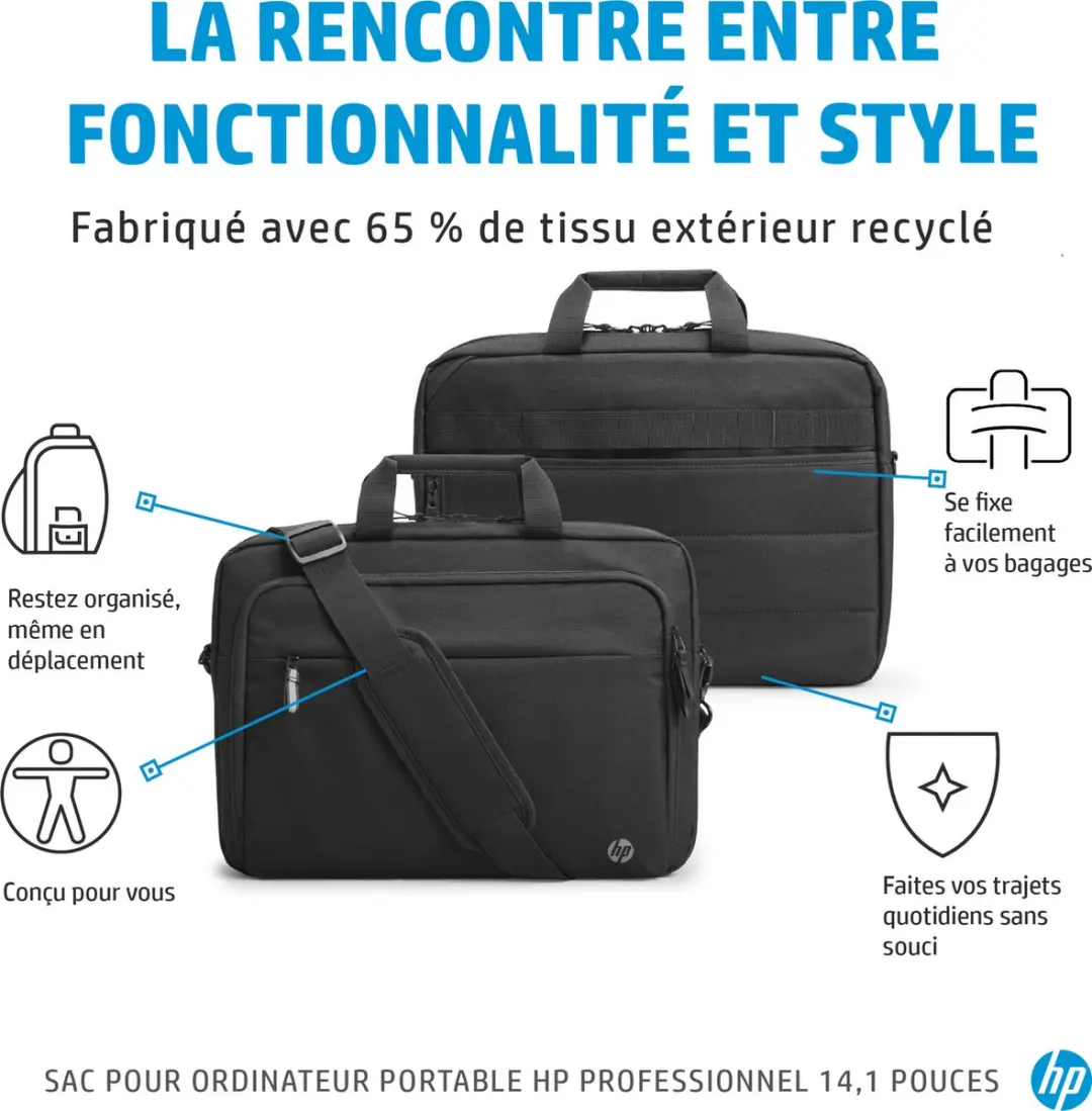HP Renew Business Topload 14.1" Laptoptas - 2 Vakken - Zwart - afbeelding 2 van 6