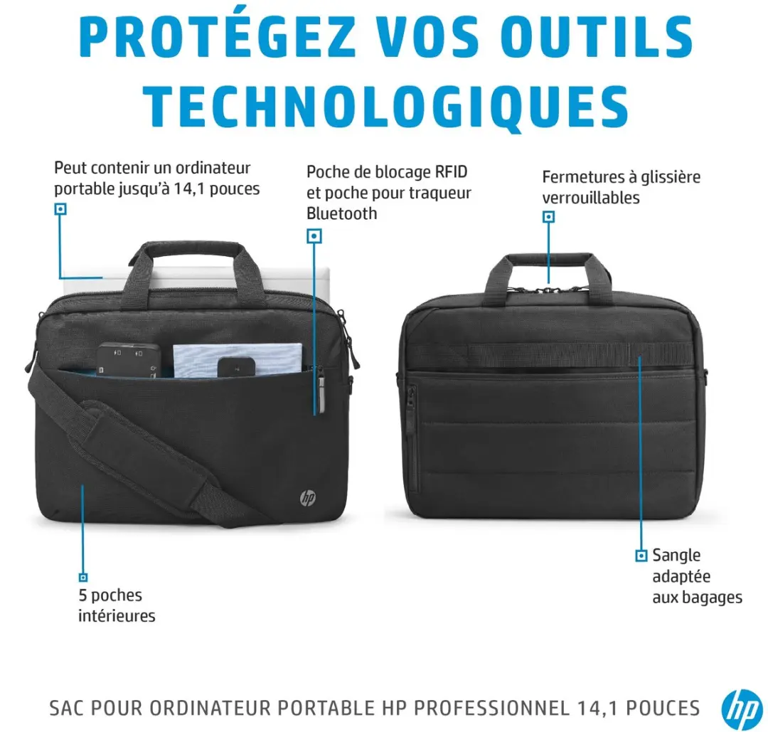 HP Renew Business Topload 14.1" Laptoptas - 2 Vakken - Zwart - afbeelding 4 van 6