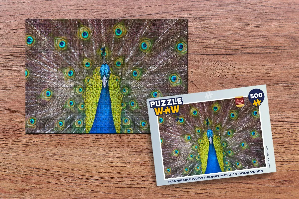 PuzzleWow Pauw Legpuzzel 500 Stuks - Multicolor