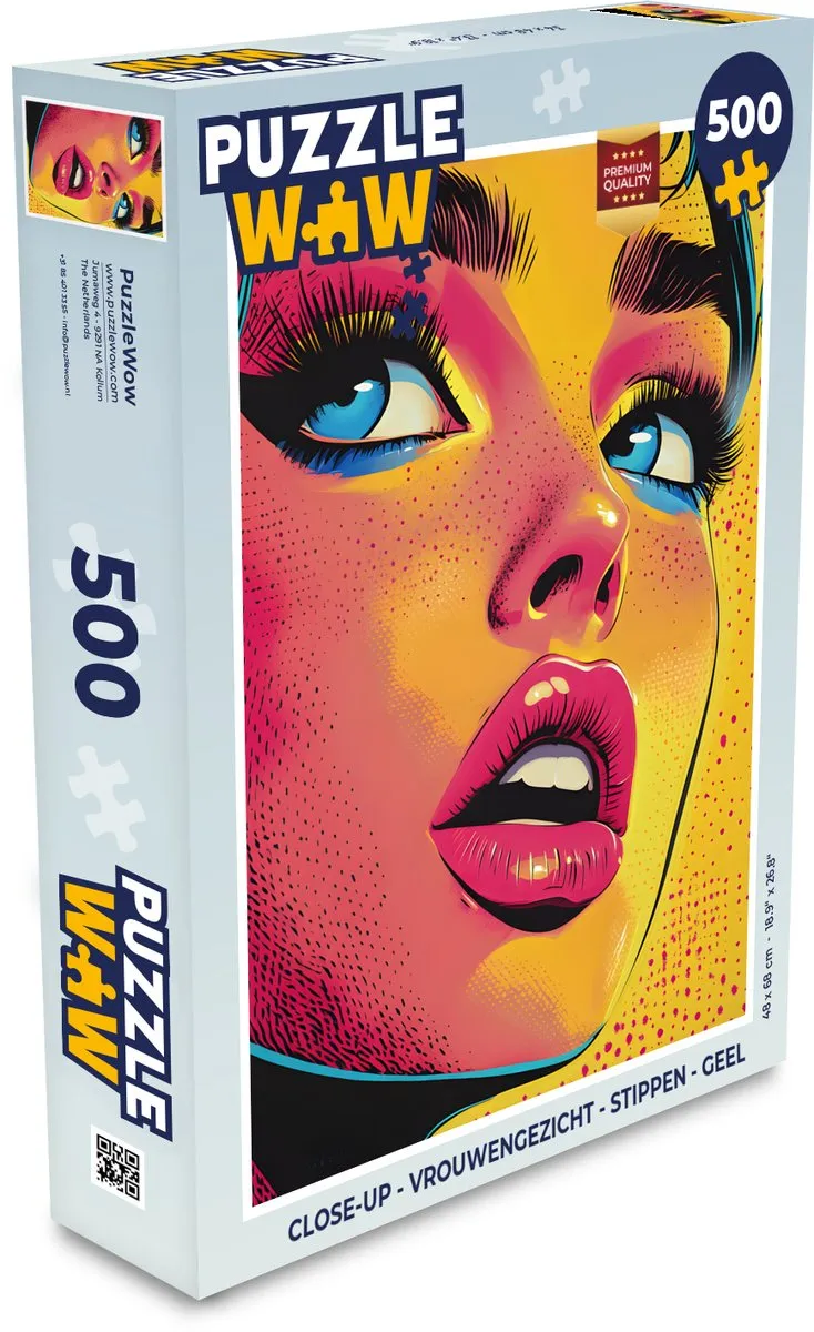 PuzzleWow Close-up Vrouwengezicht Legpuzzel 500 Stuks - Geel