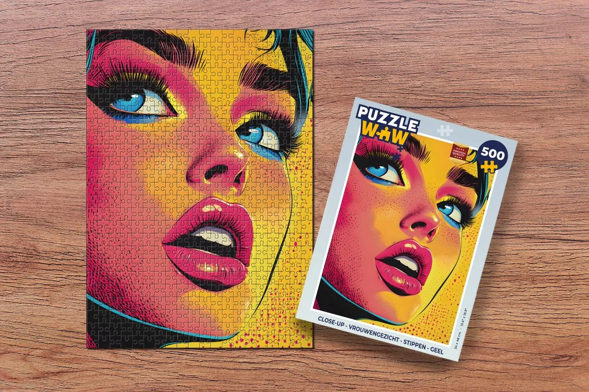 PuzzleWow Close-up Vrouwengezicht Legpuzzel 500 Stuks - Geel