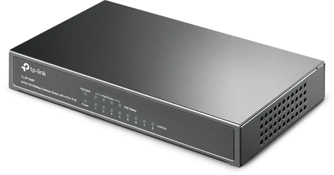 TP-Link TL-SF1008P Unmanaged Switch 8x PoE - 4 PoE-poorten 60.2W - Olijf - afbeelding 2 van 5