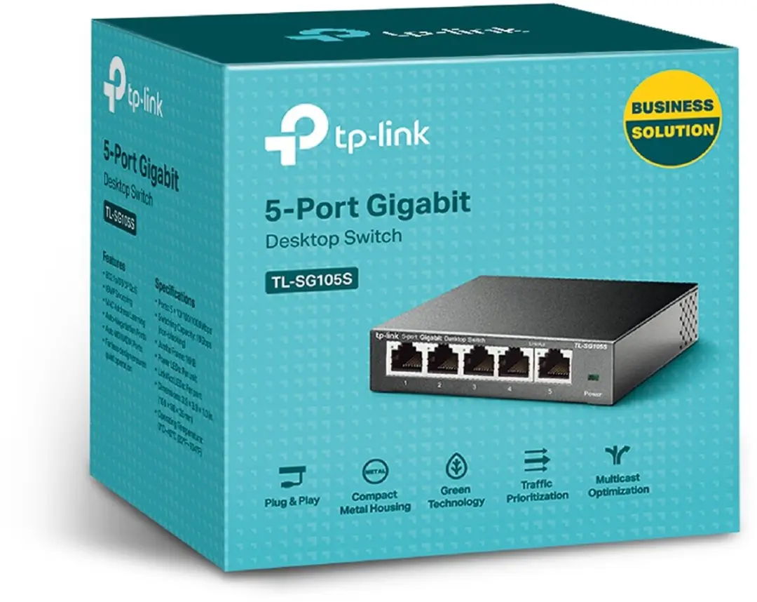 TP-Link TL-SG105S V2 5-Poorts Gigabit Switch - Zwart - afbeelding 4 van 4