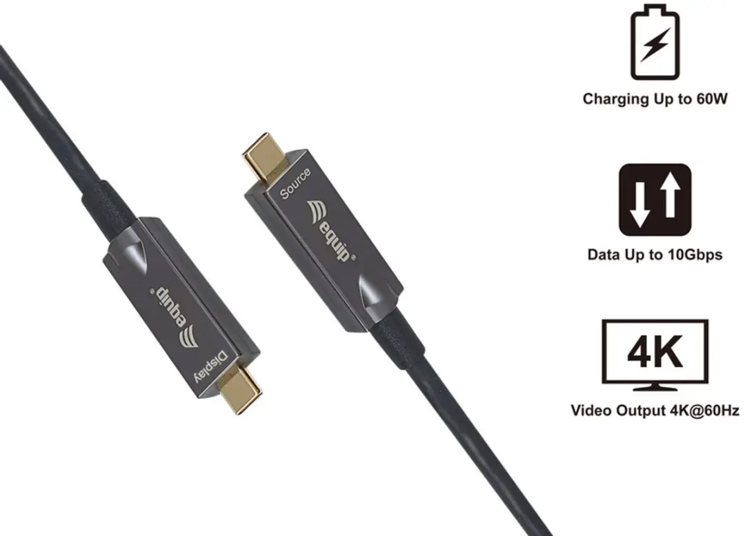 Equip 119464 USB 3.2 Gen 2 Kabel 7,5m USB-C 10Gbit/s 60W - Zwart - afbeelding 6 van 6
