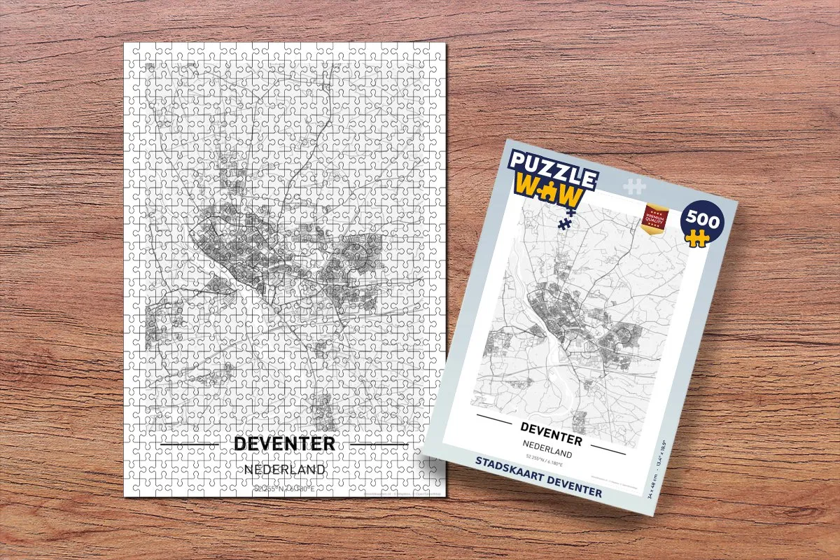 PuzzleWow Stadskaart Deventer Legpuzzel 500 Stuks - Multicolor