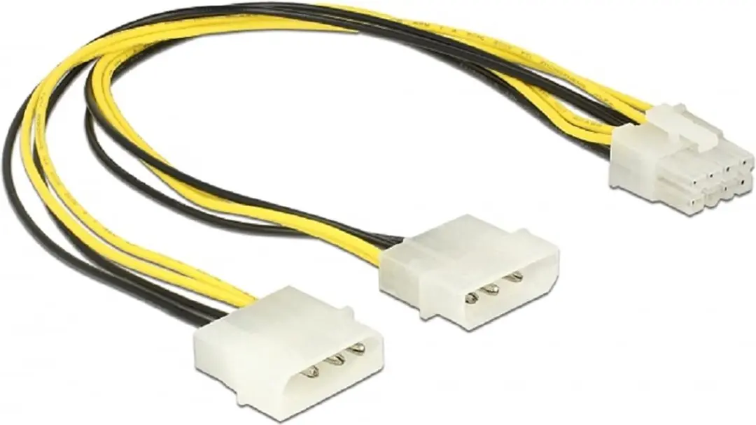 Delock 85453 Voedingskabel 2x4 pin Molex male naar 8 pin EPS male - 30cm - afbeelding 2 van 2