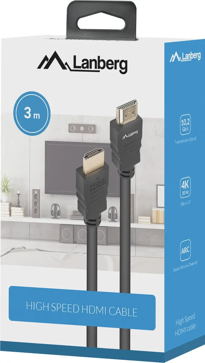 Lanberg CA-HDMI-15CC-0030-BK HDMI Kabel 3m - Zwart - afbeelding 2 van 2