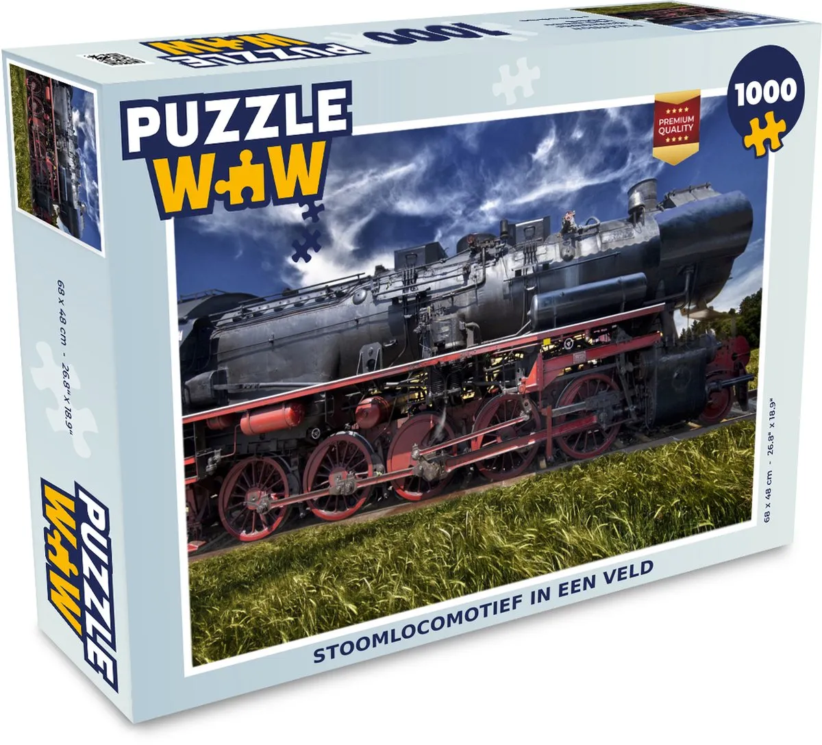 PuzzleWow Stoomlocomotief in een veld Legpuzzel 1000 Stuks - Multicolor