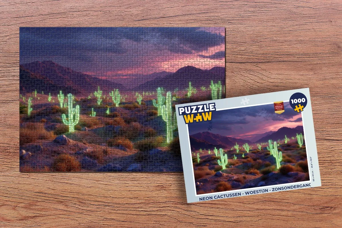PuzzleWow Neon Cactussen Legpuzzel 1000 Stuks