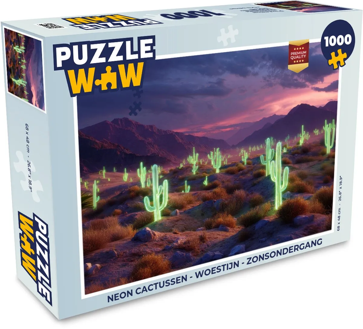 PuzzleWow Neon Cactussen Legpuzzel 1000 Stuks