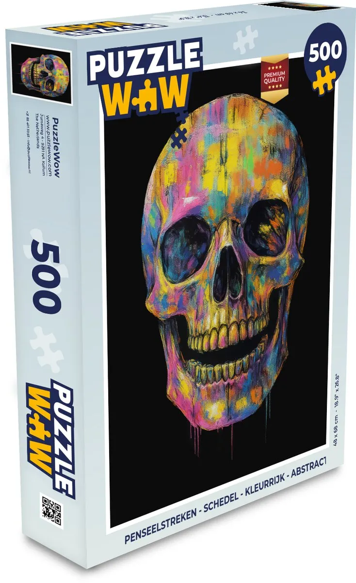 PuzzleWow Penseelstreken Schedel Legpuzzel 500 Stuks