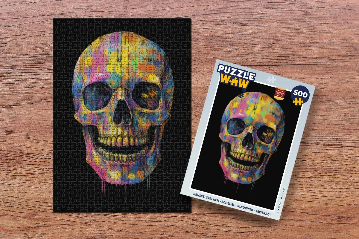 PuzzleWow Penseelstreken Schedel Legpuzzel 500 Stuks - MPN 8721406861157