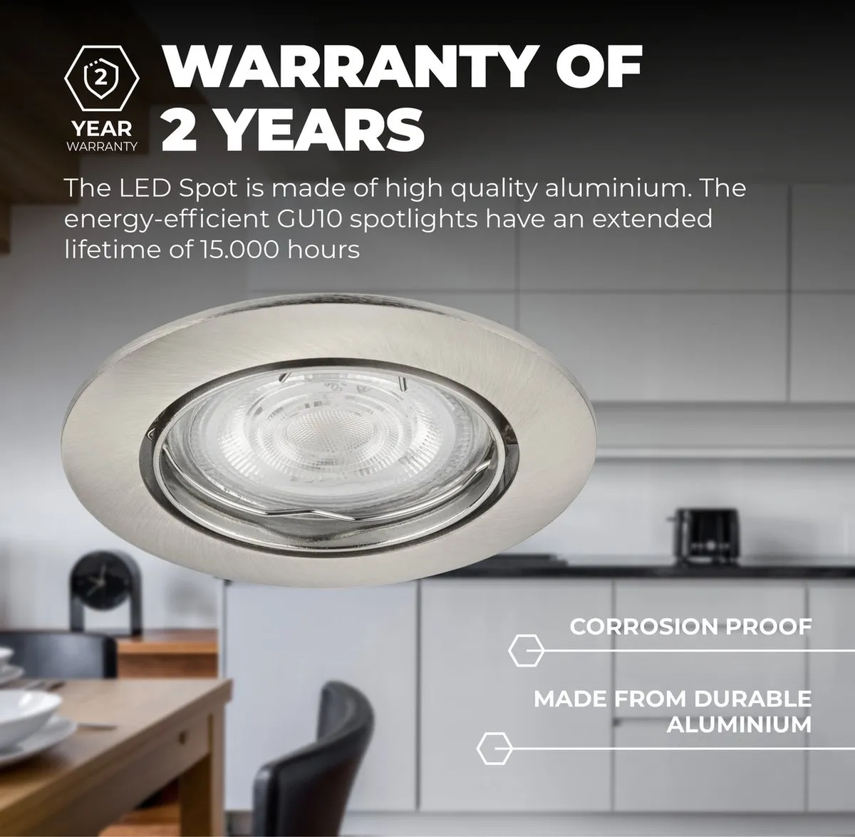 Ledvion LED Inbouwspot Amsterdam 3W - 4000K - Ø82mm - RVS - afbeelding 6 van 6
