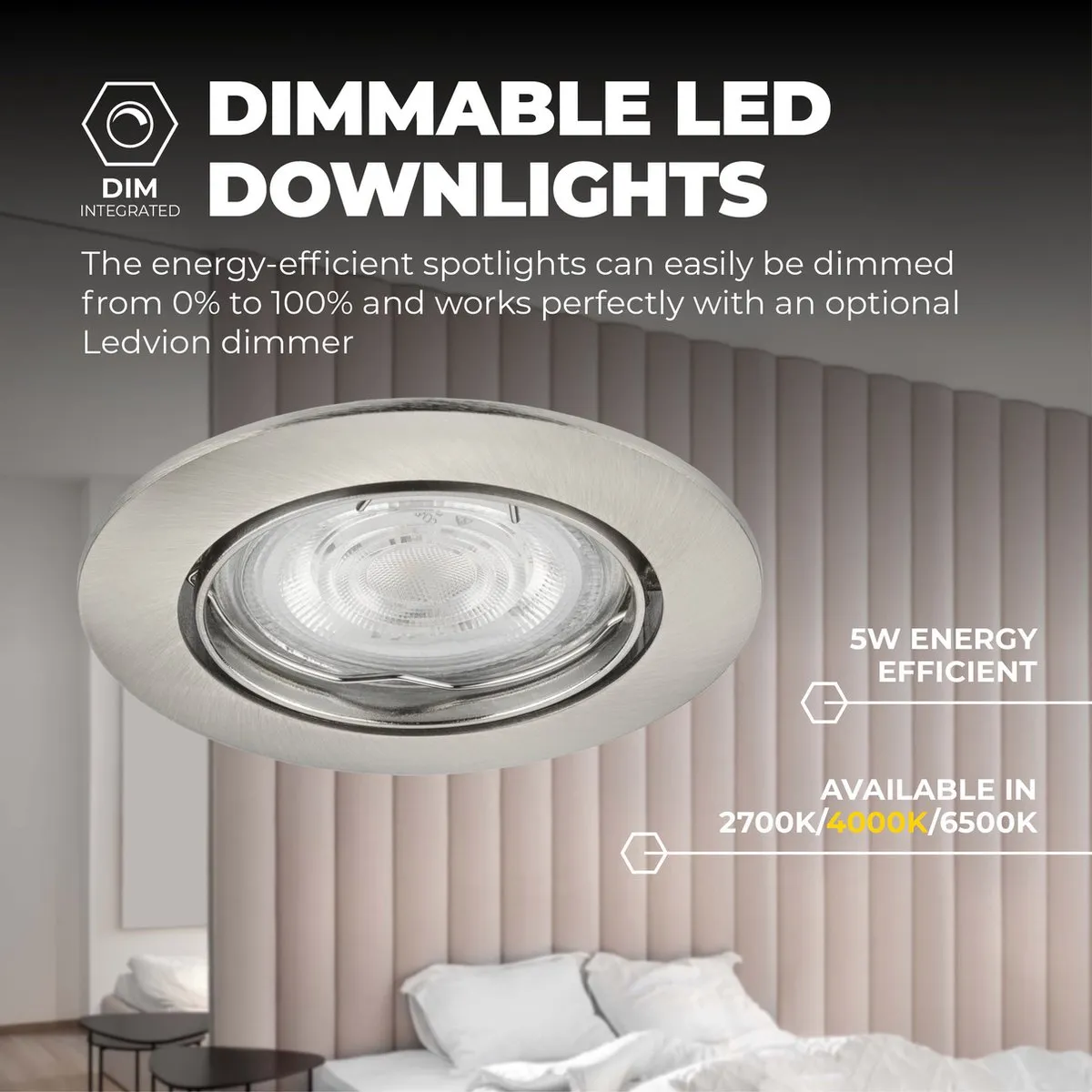 Ledvion LED Inbouwspot Amsterdam 3W - 4000K - Ø82mm - RVS