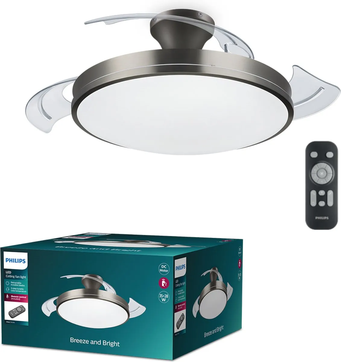 Philips Atlas LED Plafondlamp met Ventilator 48.5cm