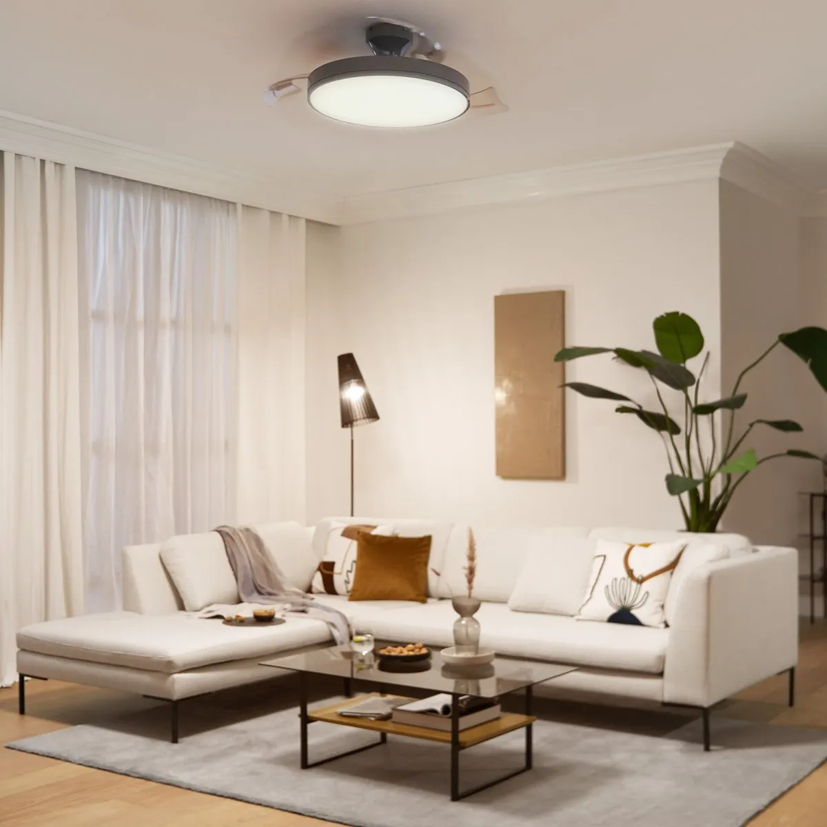 Philips Atlas LED Plafondlamp met Ventilator 48.5cm - Nikkel