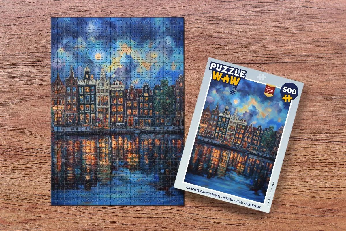 PuzzleWow Grachten Amsterdam Legpuzzel 500 Stuks - 500 Puzzeldelen