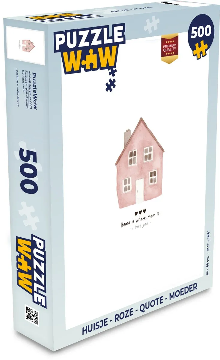 PuzzleWow Huisje Roze Quote Moeder Legpuzzel 500 Stuks