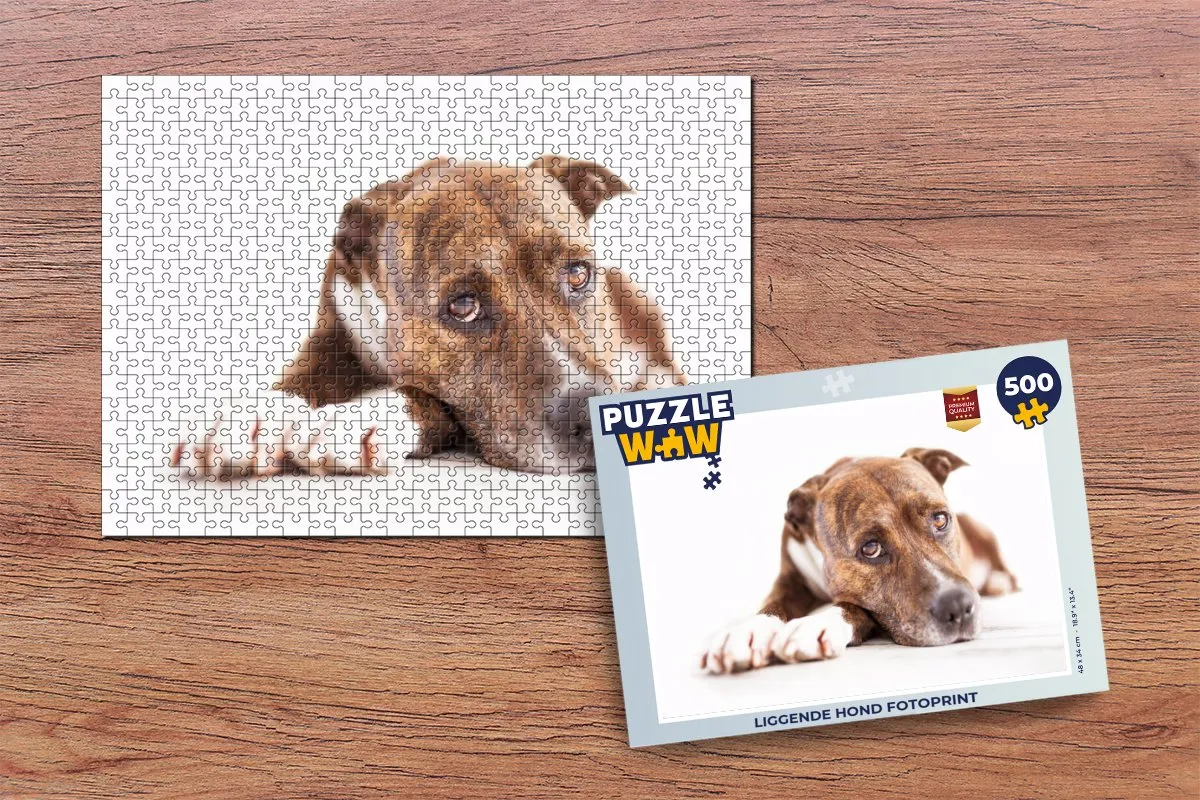 PuzzleWow Legpuzzel Liggende Hond 500 Stuks - Multicolor
