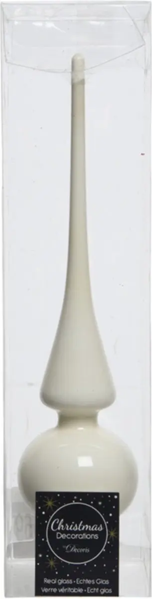 Decoris Kerstpiek 26cm - Wolwit Glas Glans - afbeelding 2 van 6