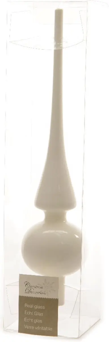 Decoris Kerstpiek 26cm - Wolwit Glas Glans - afbeelding 6 van 6