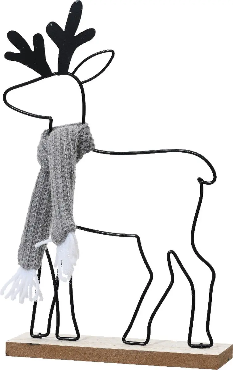 Decoris IJzeren Hert met Sjaal Kerstdecoratie 29cm - Warm wit licht - afbeelding 2 van 2