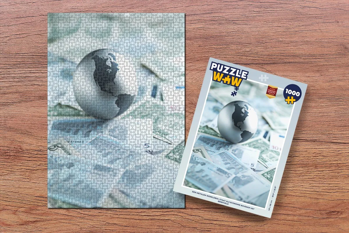 PuzzleWow Legpuzzel Wereldbol op Geld 1000 Stuks - Multicolor