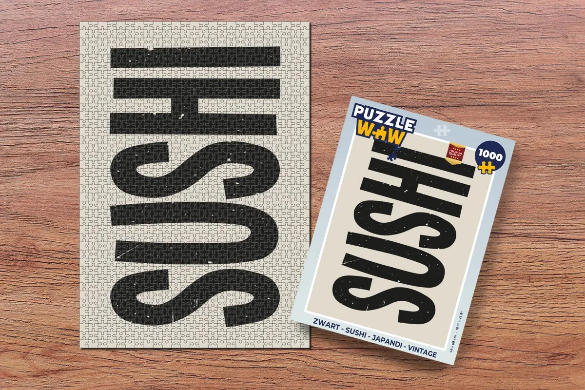 PuzzleWow Sushi Legpuzzel 1000 Stuks - Zwart/Beige