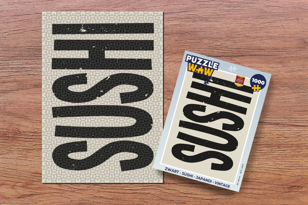 PuzzleWow Sushi Legpuzzel 1000 Stuks - Zwart/Beige