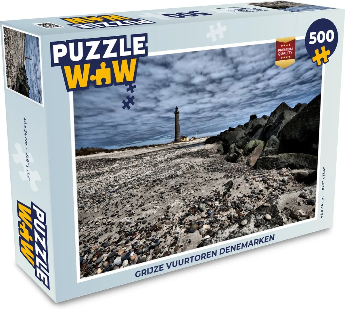 PuzzleWow Legpuzzel Grijze Vuurtoren Denemarken 500 Stuks - Multicolor